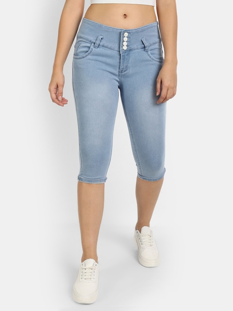 

BROADSTAR Women Blue Skinny Fit Denim Capris