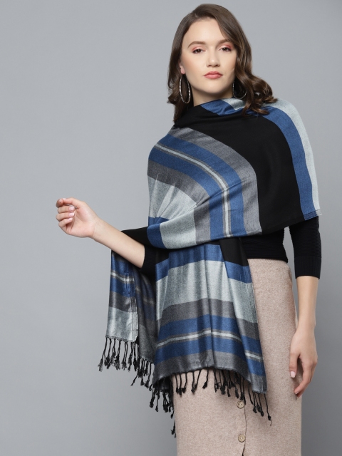 

SASSAFRAS Women Blue & Black Striped Stole