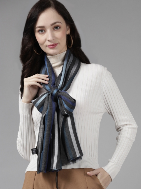

Cayman Women Blue & Grey Striped Woollen Stole