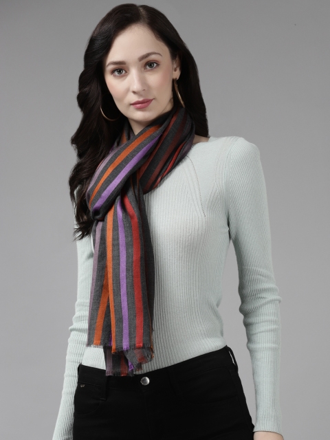 

Cayman Women Charcoal Grey Striped Woollen Stole