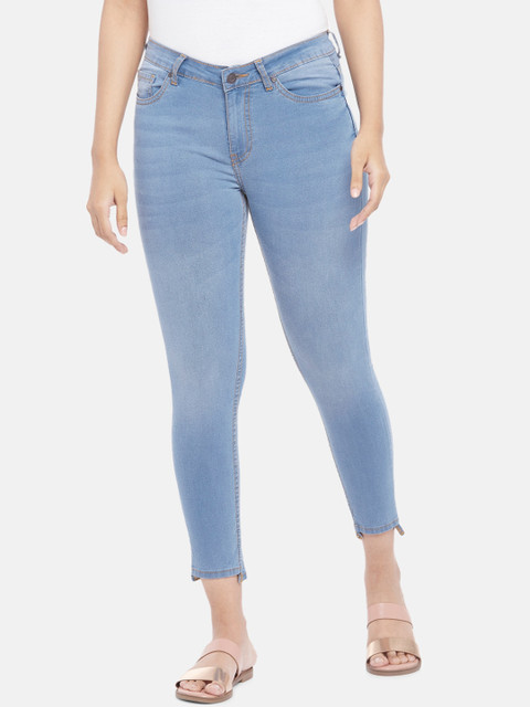 

People Women Blue Slim Fit High-Rise Light Fade Jeans