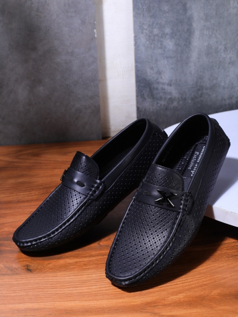 

LONDON STEPS Men Black Synthetic Leather Driving Shoes
