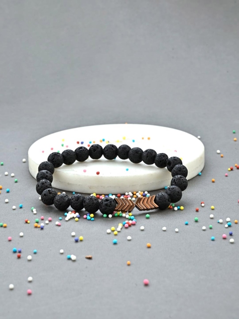 

Tistabene Men Black Arrow Beaded Elastic Bracelet