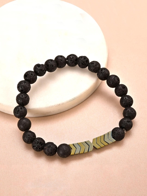 

Tistabene Men Black Beaded Arrow Elasticated Bracelet