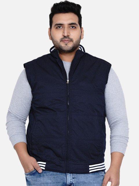 

John Pride Men Navy Blue Open Front Jacket