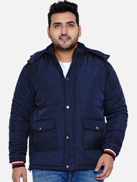 

John Pride Men Navy Blue Solid Quilted Jacket