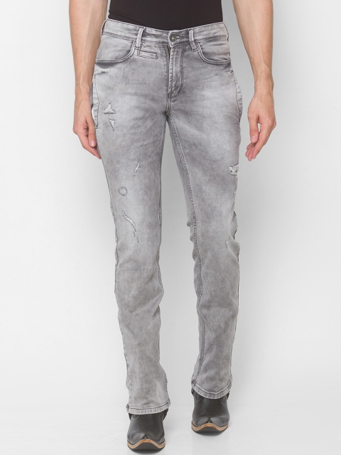 

mode de base Men Grey Bootcut Mildly Distressed Heavy Fade Stretchable Jeans
