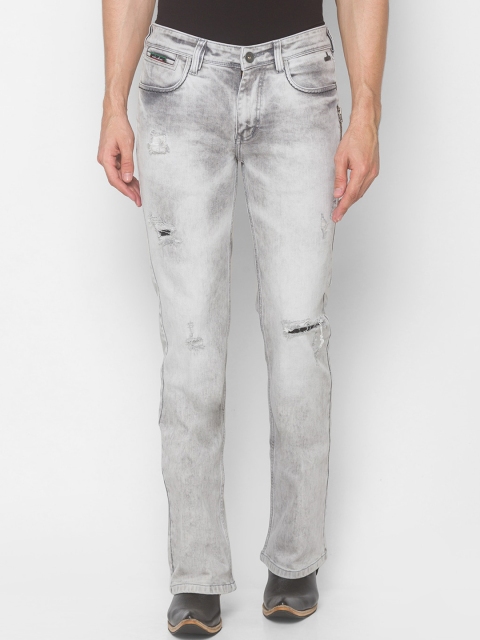 

mode de base Men Grey Bootcut Mildly Distressed Heavy Fade Stretchable Jeans