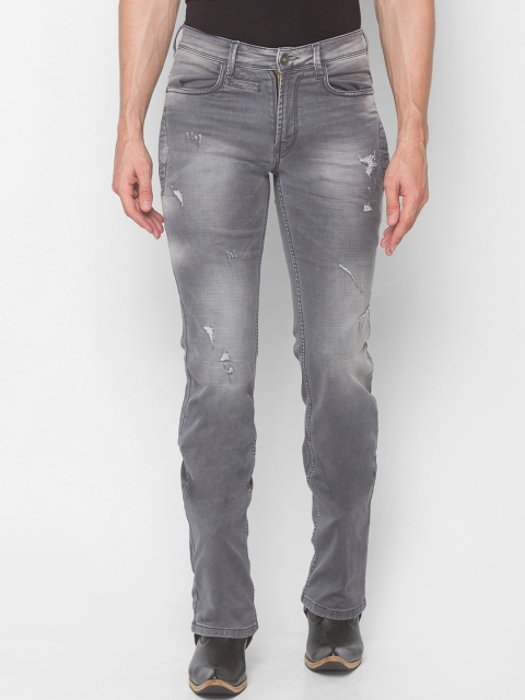 

mode de base Men Grey Bootcut Mildly Distressed Heavy Fade Stretchable Jeans
