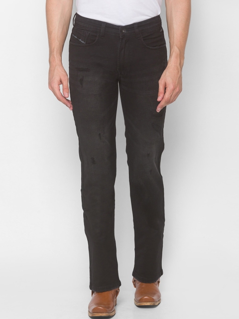 

mode de base Men Black Bootcut Low Distress Light Fade Stretchable Jeans