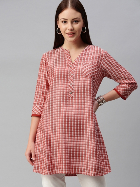 

ETIQUETTE Women Red Checked Kurta