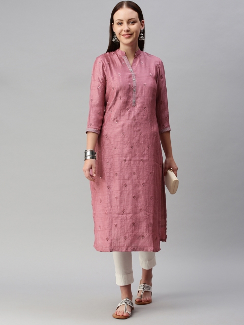 

ETIQUETTE Women Pink Ethnic Motifs Chanderi Silk Chanderi Silk Kurta