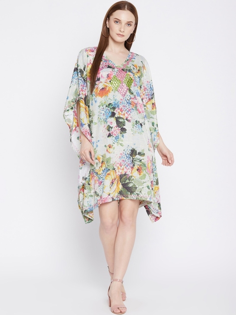 

Ruhaans Women Multicoloured Floral Crepe Kaftan Dress, Multi