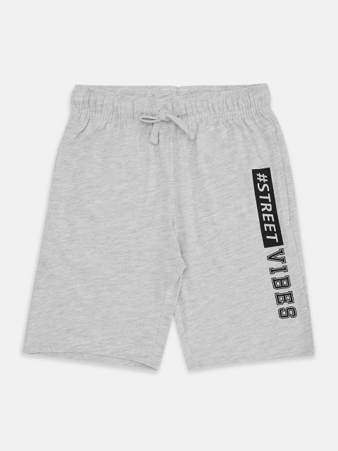 

Pantaloons Junior Boys Grey Melange Typography Printed Regular Shorts