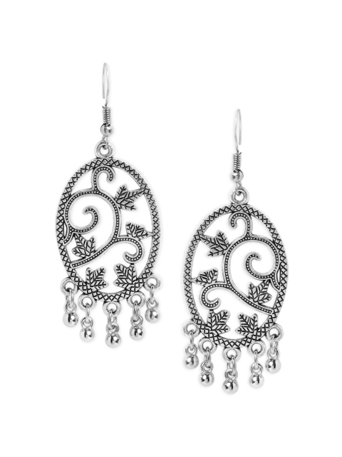 

Anouk Silver-Toned & Silver-Plated Contemporary Drop Earrings