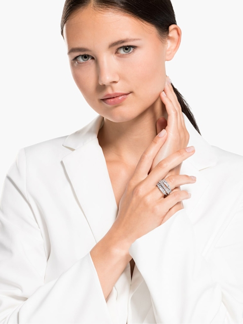 

SWAROVSKI Women White Twist Wrap Rhodium Plated Ring