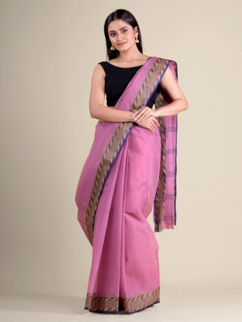 

Mitera Magenta & Gold-Toned Pure Cotton Taant Saree