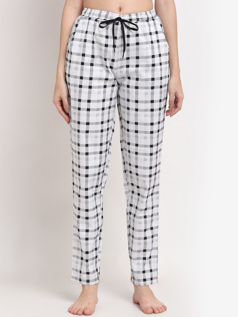 

Claura Women Black & White Checked Regular Fit Cotton Lounge Pant