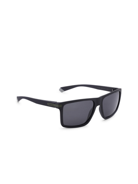 

Polaroid Men Grey Lens & Black Rectangle Sunglasses with UV Protected Lens 203393-39