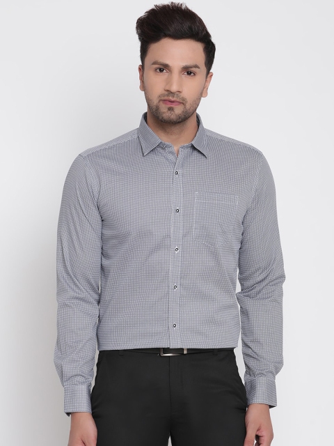 

METTLE Men Grey Checked Formal Shirt