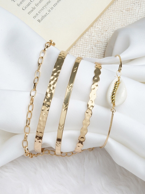 

JOKER & WITCH Women Set of 5 Gold-Toned Cuff Bracelets