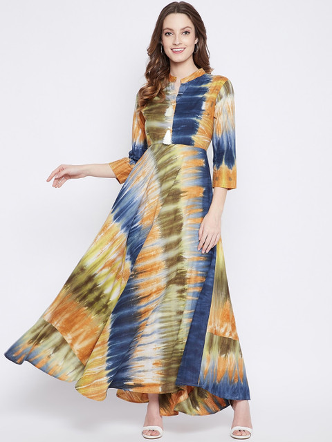 

TULIP 21 Women Multicoloured Tie & Dye Cotton Maxi Dress, Multi