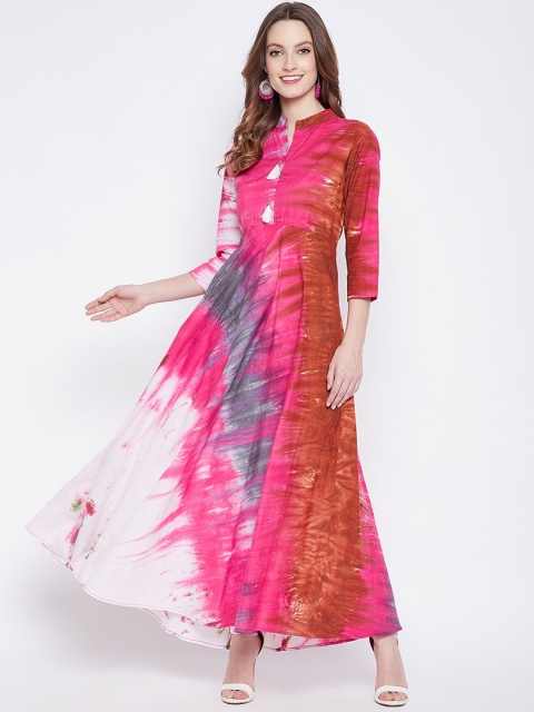 

TULIP 21 Pink & Orange Tie and Dye Dyed Maxi Dress