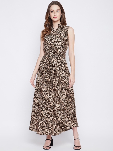 

TULIP 21 Women Brown Animal Print Crepe Maxi Dress