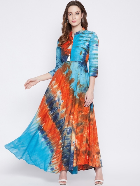 

TULIP 21 Women Multicoloured Tie & Dye Cotton Maxi Dress, Multi