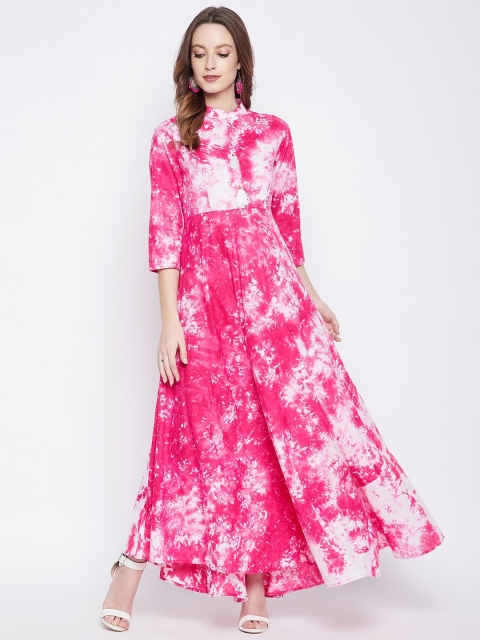

TULIP 21 Pink & White Tie & Dye Maxi Dress