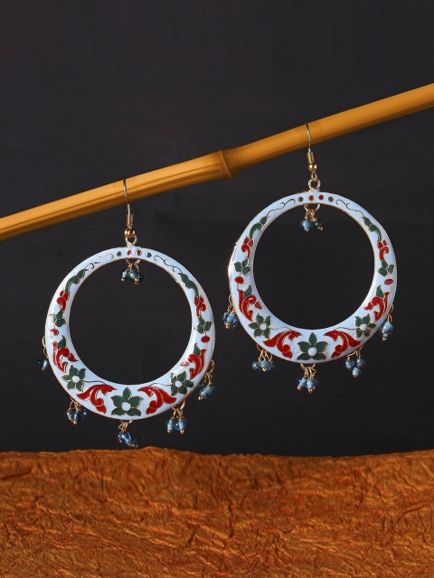 

OOMPH Blue & Red Meenakari Contemporary Drop Earrings