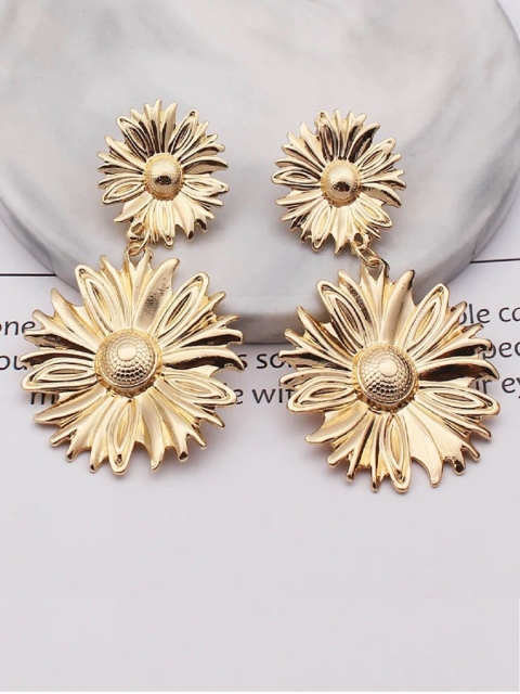 

OOMPH Gold-Plated Gold-Toned Contemporary Drop Earrings