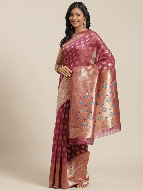 

Libas Purple Woven Design Brocade Saree