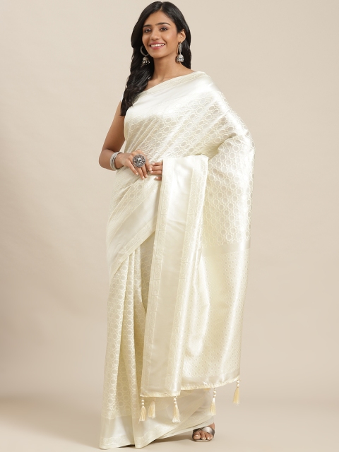

Libas Cream-Coloured Woven Design Art Silk Saree