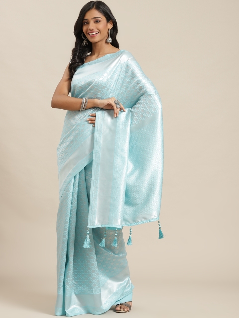 

Libas Turquoise Blue Woven Design Art Silk Saree With Tasseled Pallu