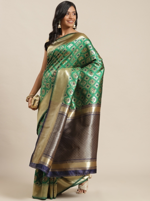 

Libas Green Ethnic Motifs Zari Brocade Saree