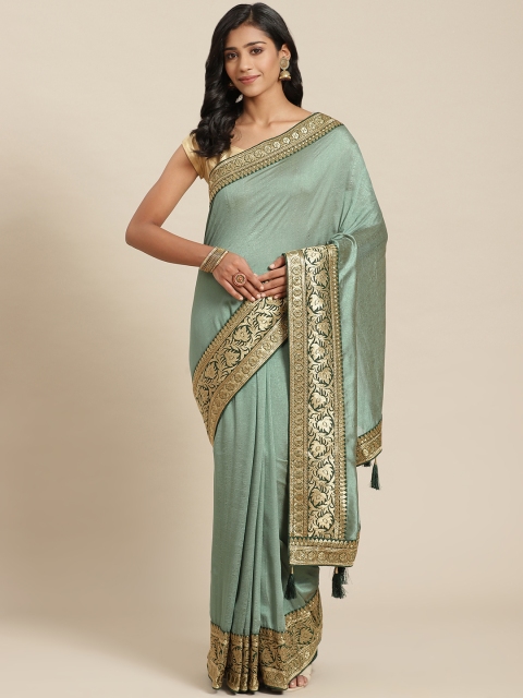 

Libas Green Silk Blend Saree