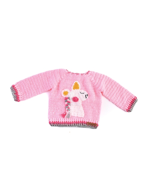 

The Original Knit Girls Pink Unicorn Knitted Crochet Pullover Sweater