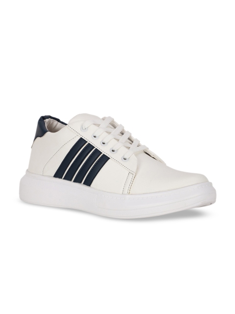 

Bruno Manetti Men Navy Blue Striped PU Sneakers