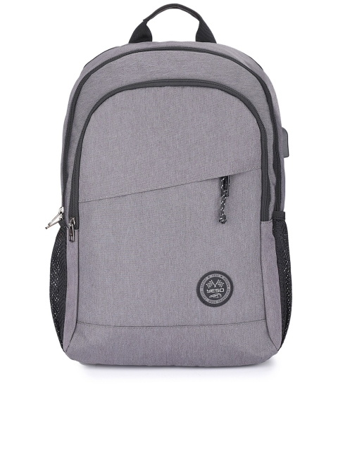 

YESO Unisex Grey & Black Solid Waterproof Laptop Backpack With Anti-Theft Pocket