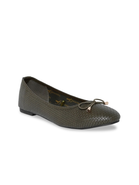 

Forever Glam by Pantaloons Women Olive Green Textured Ballerinas with Bows