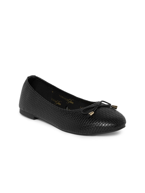 

Forever Glam by Pantaloons Women Black Textured Ballerinas with Bows Flats