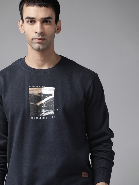 

Roadster Men Navy Blue Graphic Printed Sweatshirt