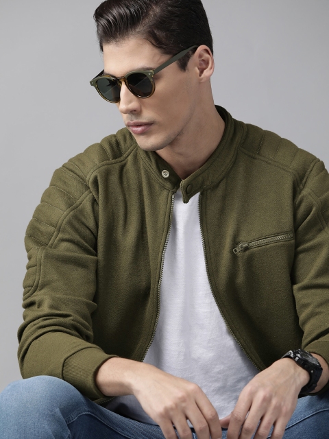 

Roadster Men Olive Green Solid Sweatshirt
