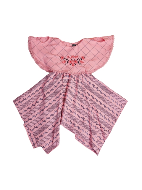 

Enfance Girls Pink & Black Printed Asymmetric Dress