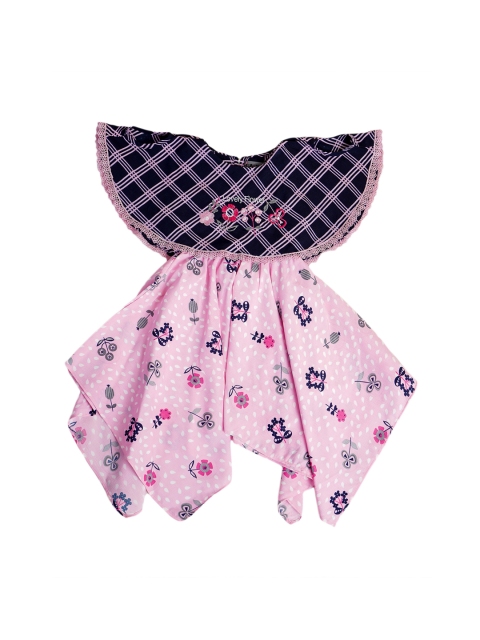 

Enfance Girls Pink & Navy Blue Printed Dress
