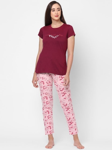 

Sweet Dreams Women Red & Pink Printed Night suit