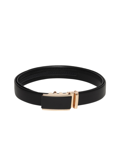 

Calvadoss Men Black Autoratch Magnetic No Holes Textured Belt