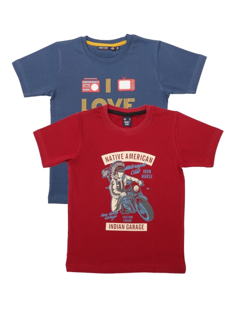 

Pothys Boys Pack of 2 Olive Green & Navy Blue Printed T-shirt