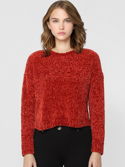 

ONLY Women Coral Red Crop Pullover